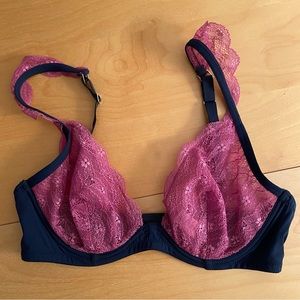 Gorgeous Lace La Perla Pink and Dark Blue Bra